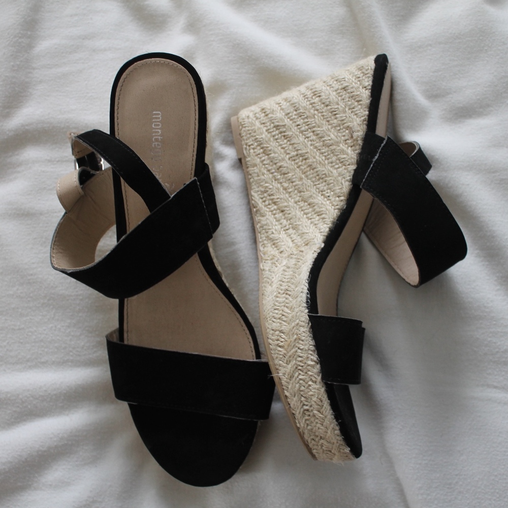 Montego Bay Club Black Espadrille Wedges